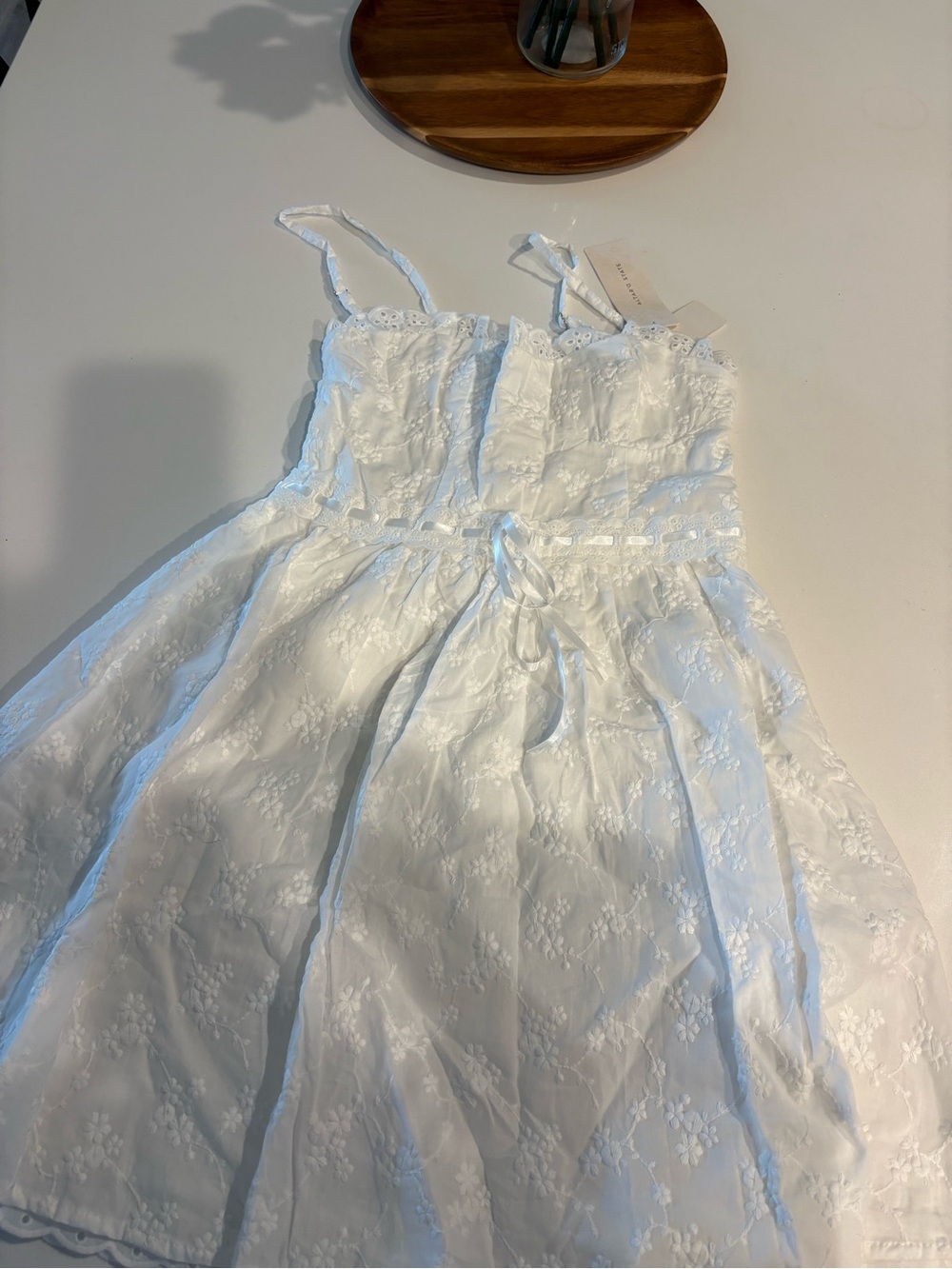 Altar'd State White Eyelet Spaghetti-Strap Dress